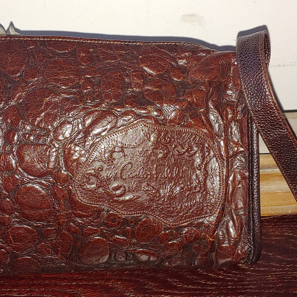 Vintage New Carlos Falchi crocodille Brown 2 Way bag